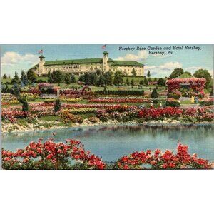 Vintage Postcard – Hershey Rose Garden and Hotel Hershey, Hershey, Pennsylvania